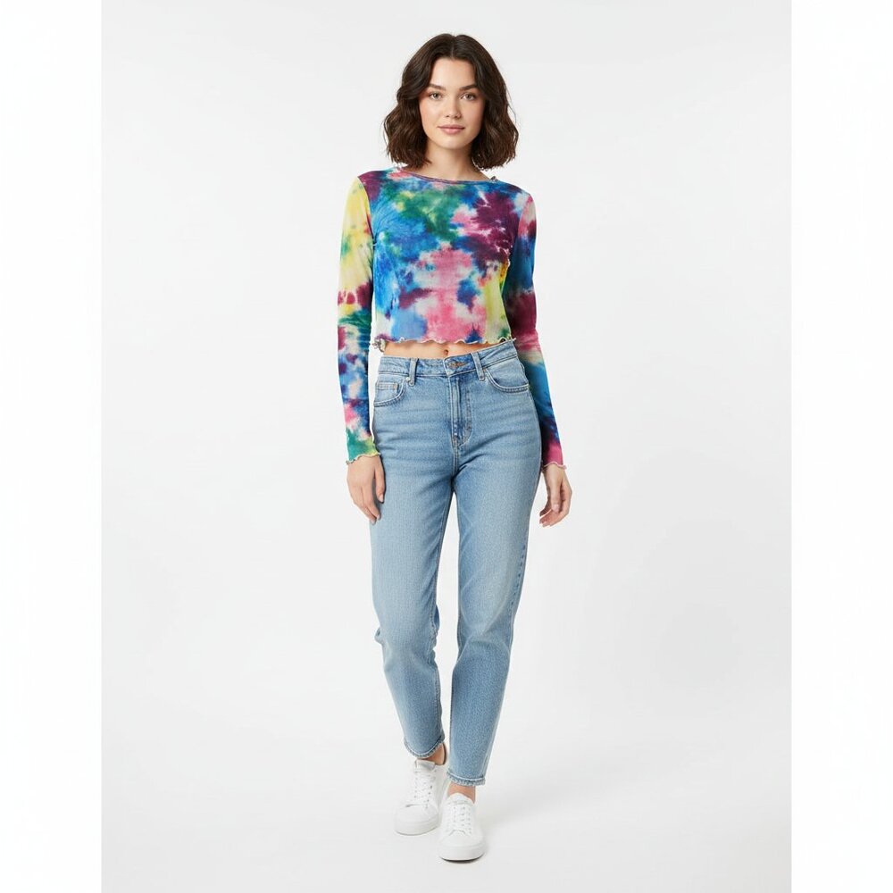 Fashion Nova "Tie It And Dye It" Mesh Cropped Top & NEW & Size Small